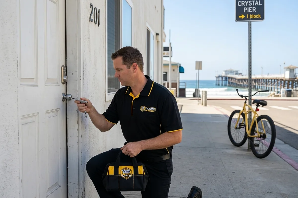 Locksmith service call on Garnet Avenue in Pacific Beach, San Diego